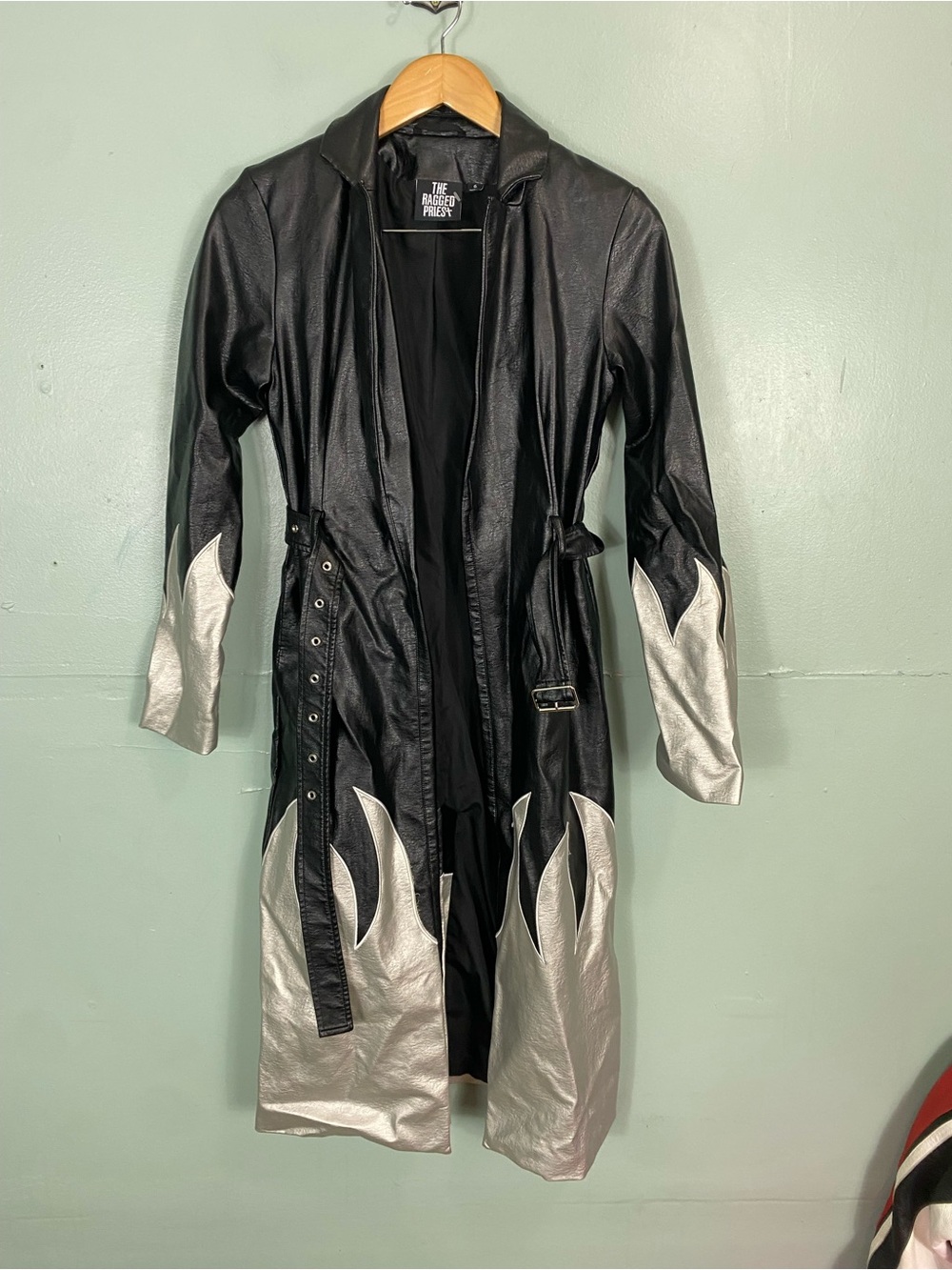 The Ragged Priest Flame Immortal Trench Coat Black Silver Size 6‎